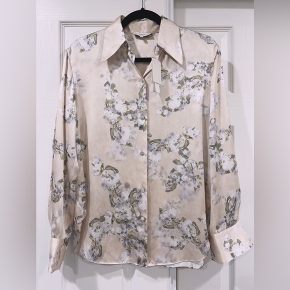 NWT $345 Vince Hazy Blossom Collared Silk Blouse - Picture 5 of 8